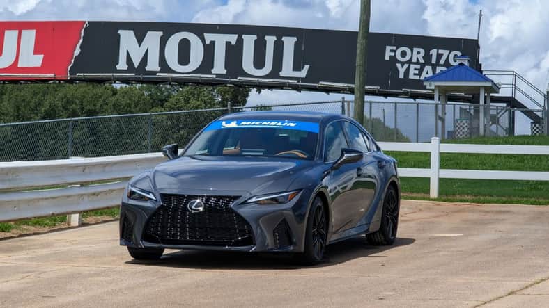 A 2025 Lexus IS 350 equipped with Pilot Sport All-Season 4 tires