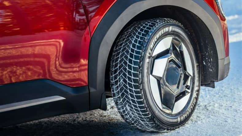 The Michelin X-Ice Snow+ tire on a Kia EV9
