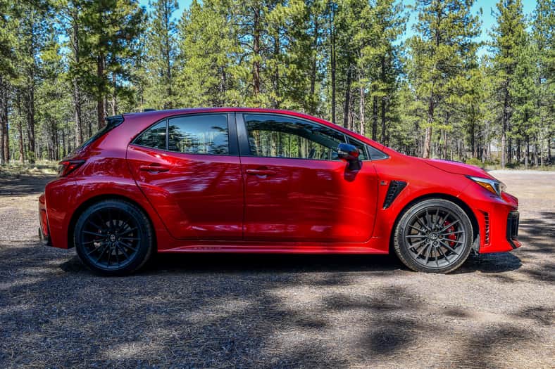 The side profile of the 2026 Toyota Corolla GR