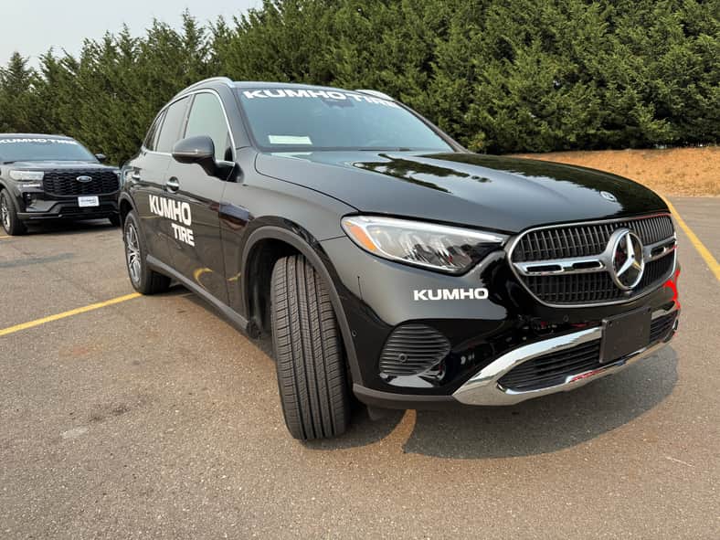 The brand new and yet unworn Kumho Tire Crugen GT Pro tires on a Mercedes-Benz GLC 300