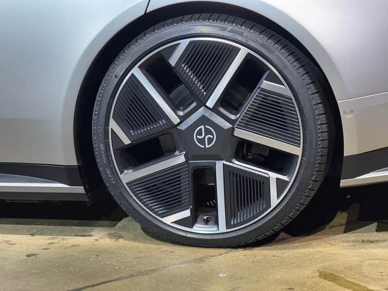 The new logo is seen on the wheels of the Jaguar Type 01