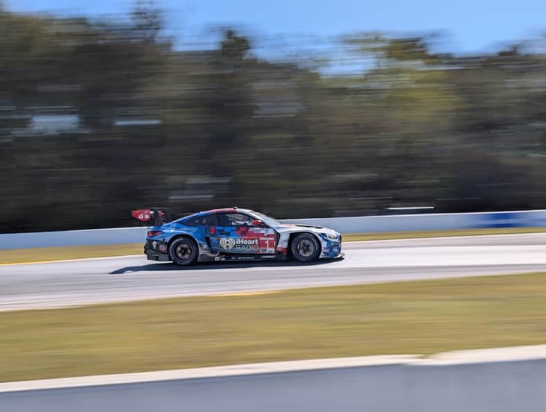 One of the race cars on the track at Petit Le Mans